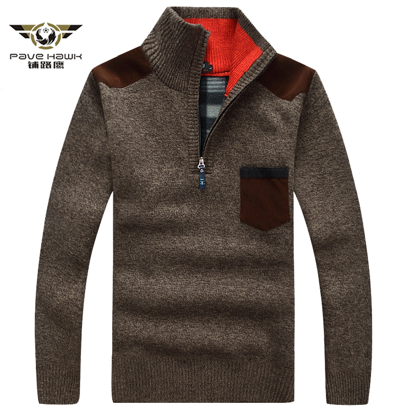 Men&s Winter Pullover Thicken Warm Sweatercoat Plus Velvet Half Zipper Loose Sweater Male Autumn Vetement Homme Clothes